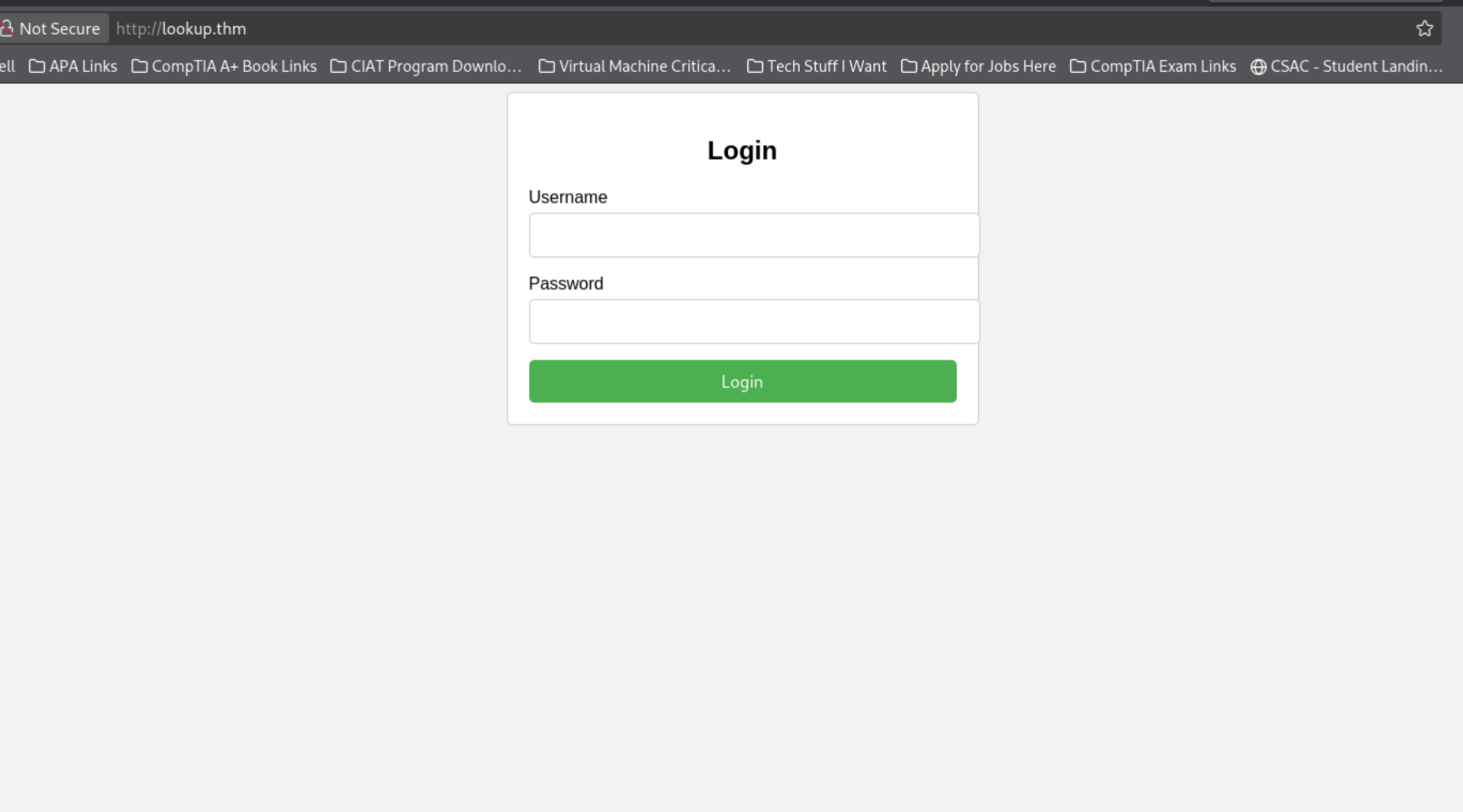 Lookup login page open while Hydra tests jose's password